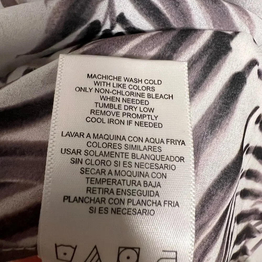 Sam Edelman Inverted Pleat Tank Dress | Fern Leaf Print | White Gray | Medium - Picture 6 of 6